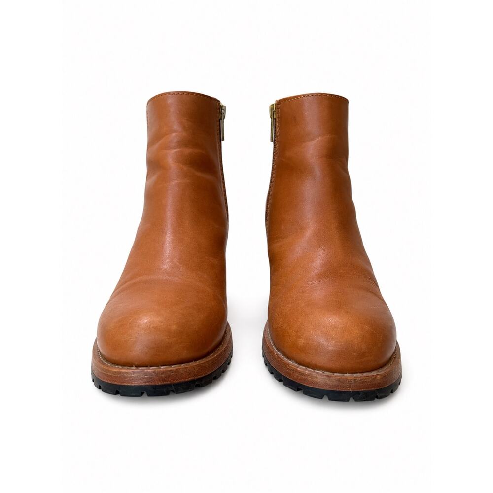 Patina Leather Ankle Boots Sz 7 Brown Block Heel Side Zip Comfort Booties - Picture 4 of 15